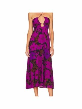 Faithfull the Brand halter strappy Purple Floral Dress